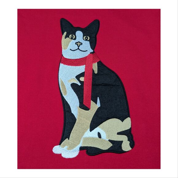 Country Store Womens Sweatshirt Small Embroidered Cat Layered Buffalo Plaid NWOT - Picture 5 of 9